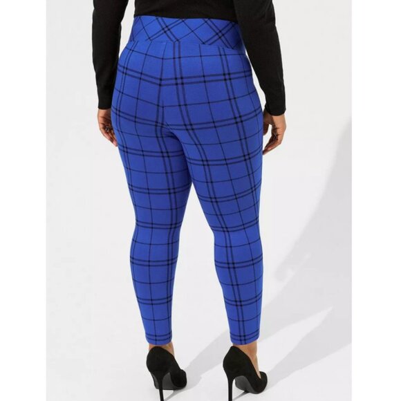 NWT Torrid 3 Plaid Blue Studio Pixie Luxe Ponte Skinny Pant 3X 22 24 - Picture 4 of 12